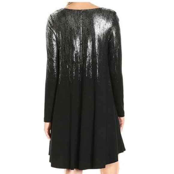 Karen Kane Elegant Black Metallic Print Maggie Dress Size Large - Picture 2 of 8
